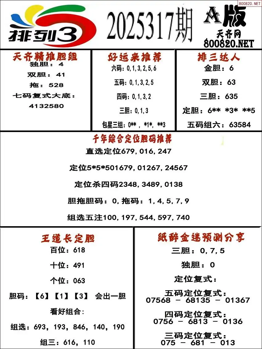 排三专家推荐A版