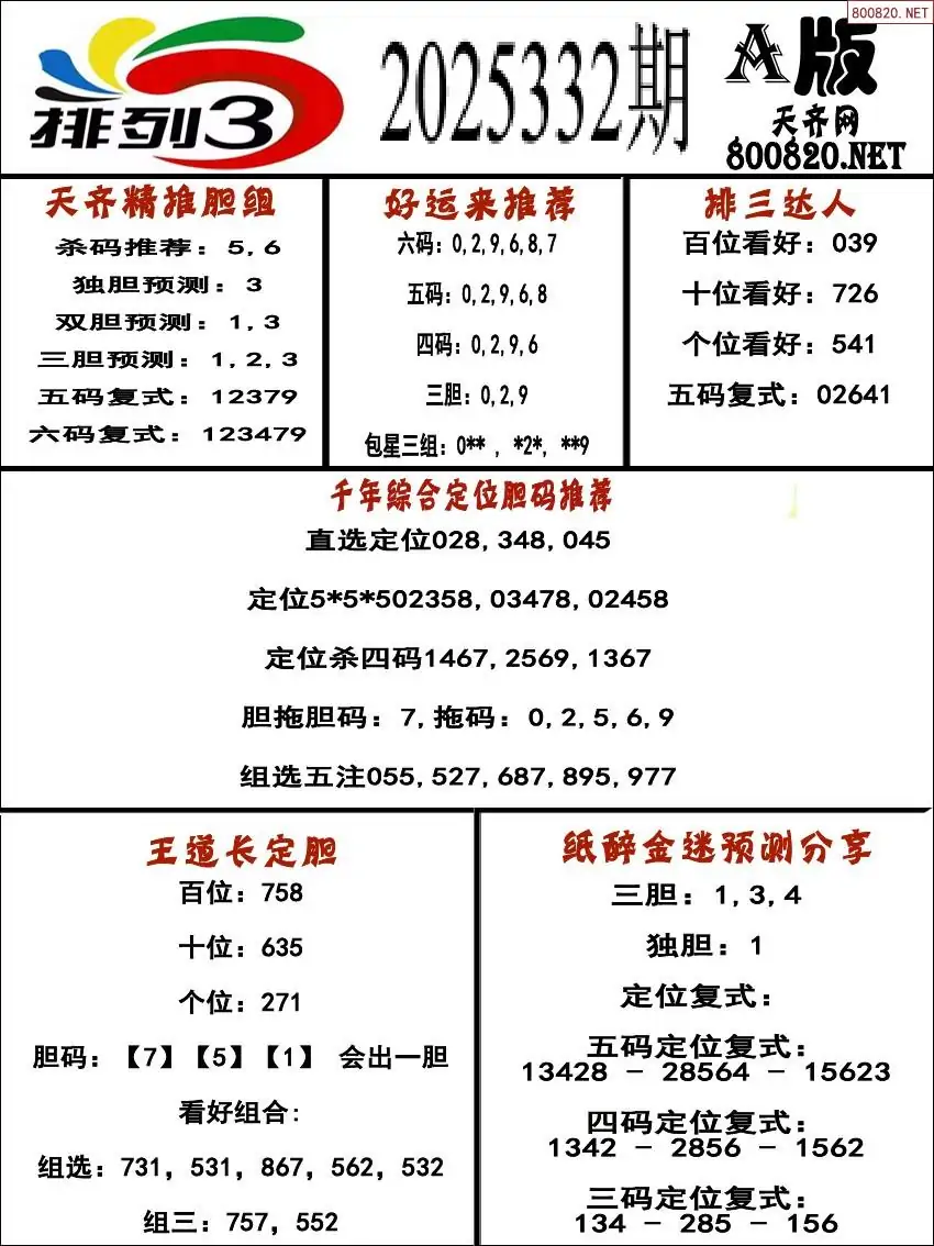 排三专家推荐A版