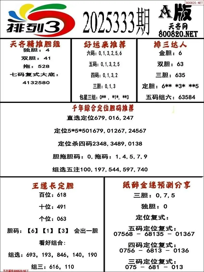 排三专家推荐A版