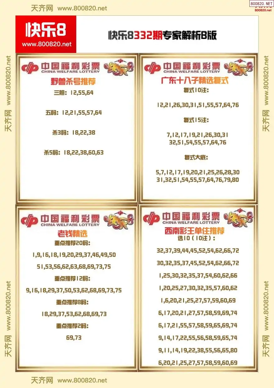 快乐8专家解析B版