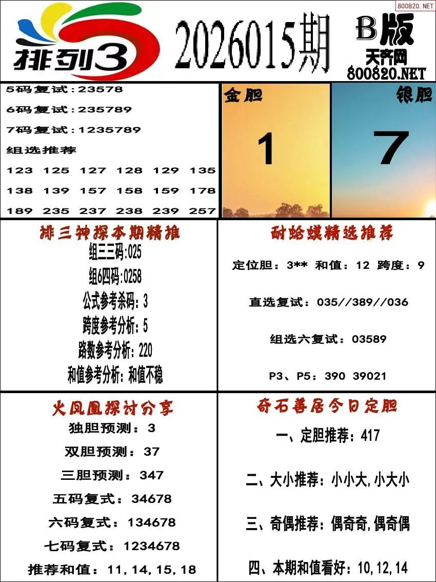 排三专家推荐B版