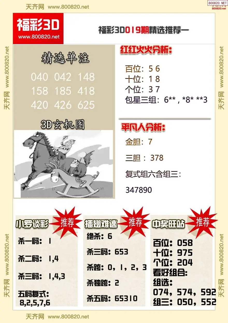 福彩3d精选推荐一