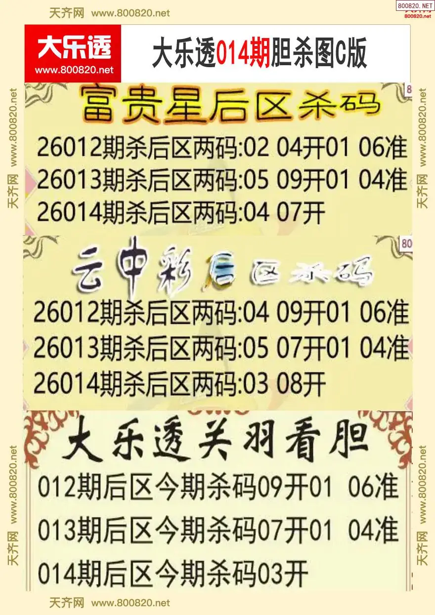 大乐透胆杀图C版