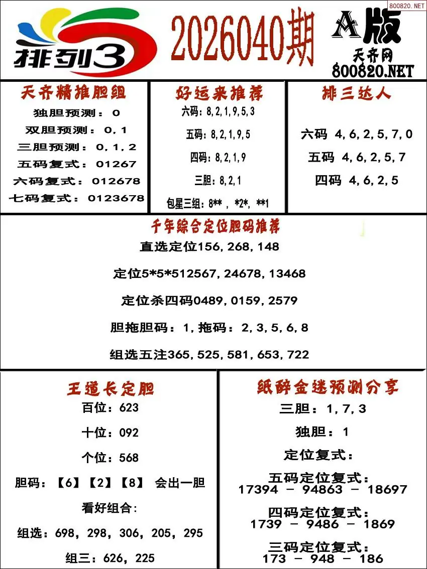 排三专家推荐A版