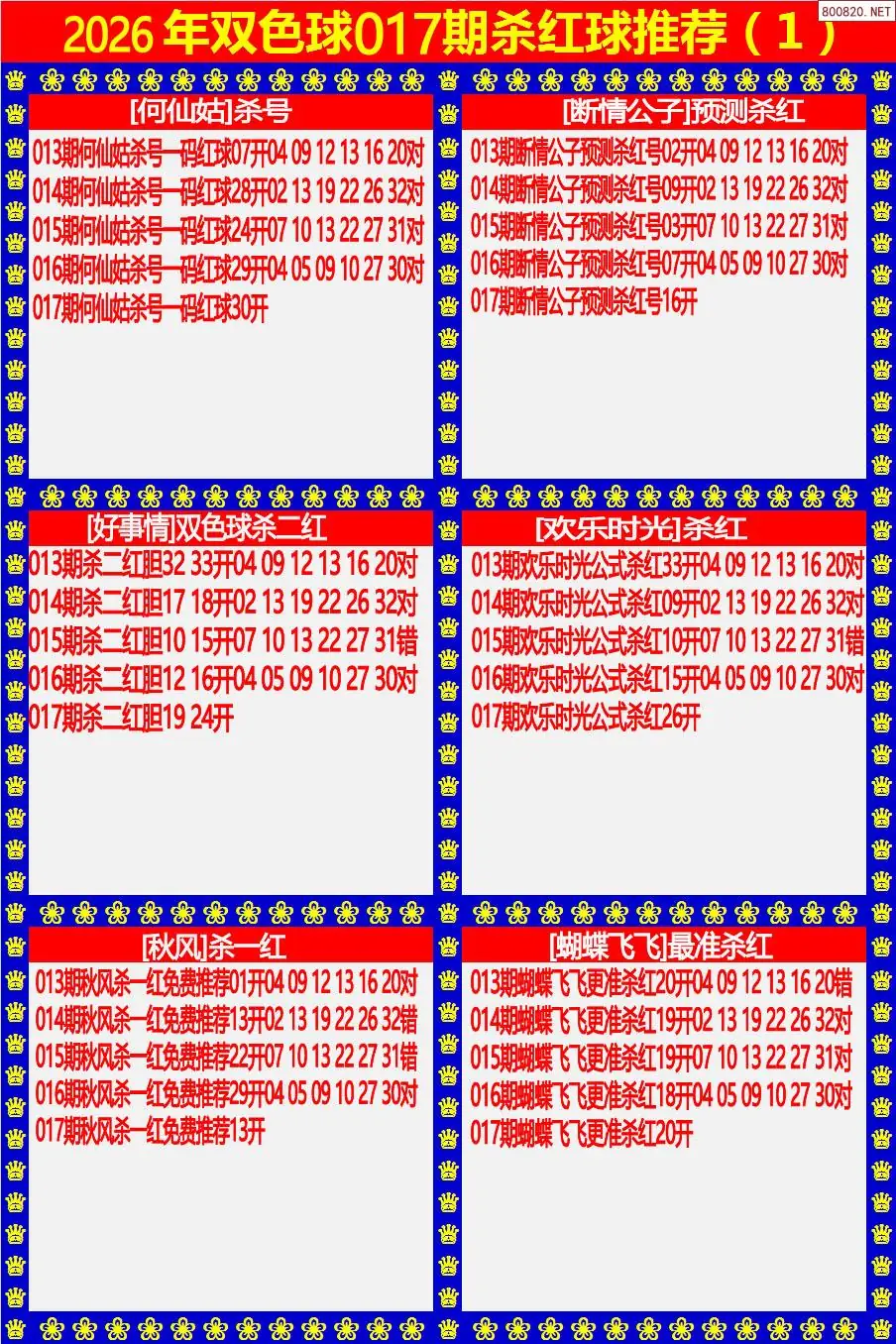 双色球杀红球1版