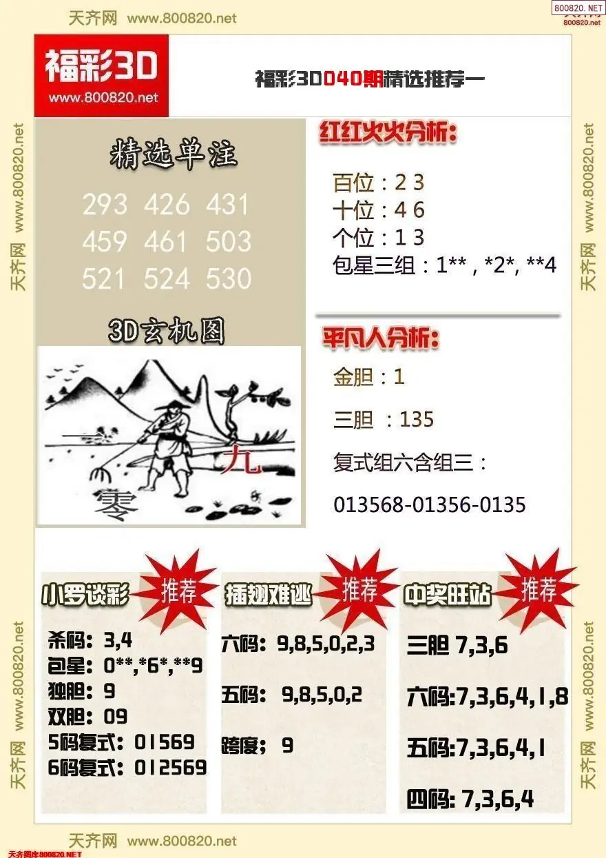 福彩3d精选推荐一