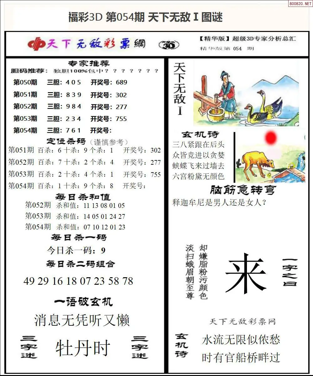 3D天下荐彩1