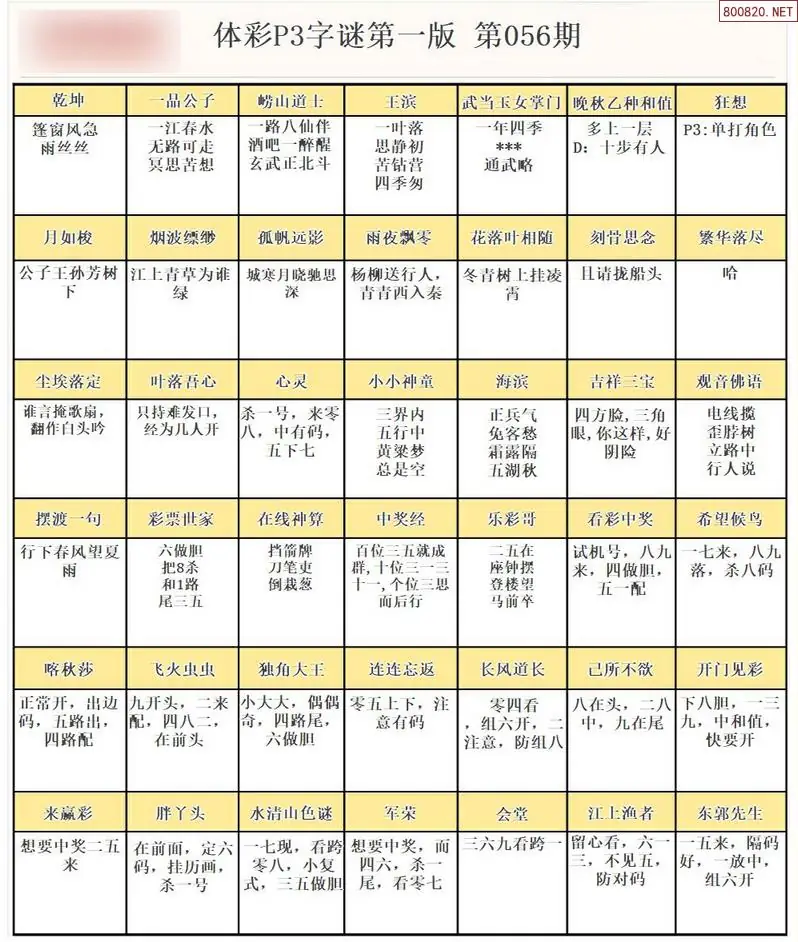 P3字谜彩报
