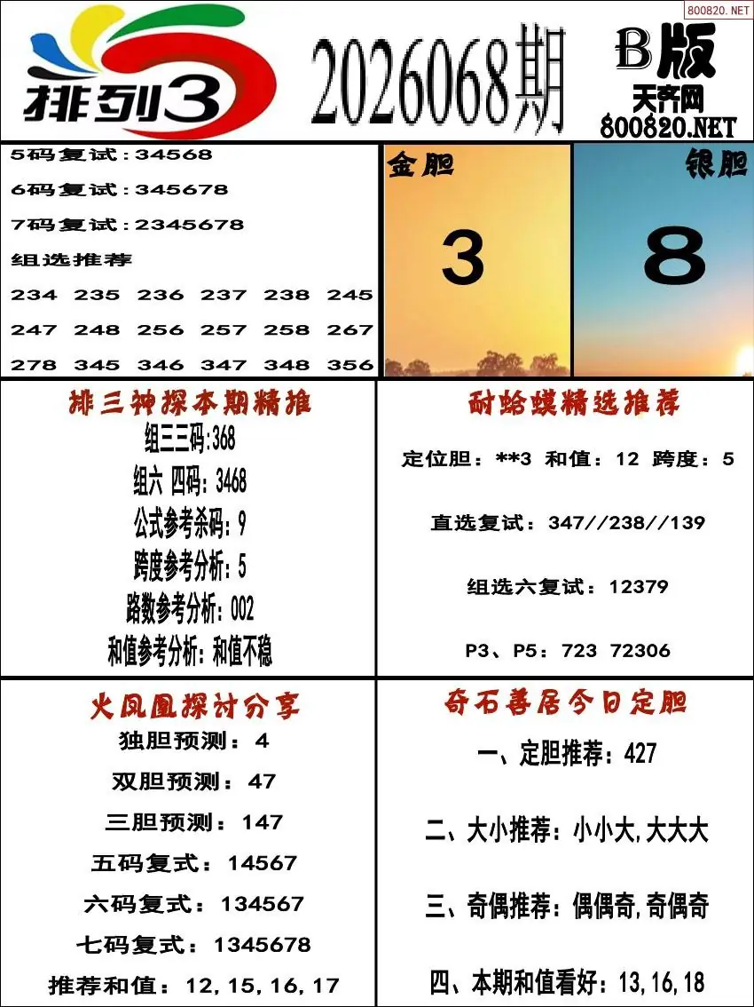 排三专家推荐B版