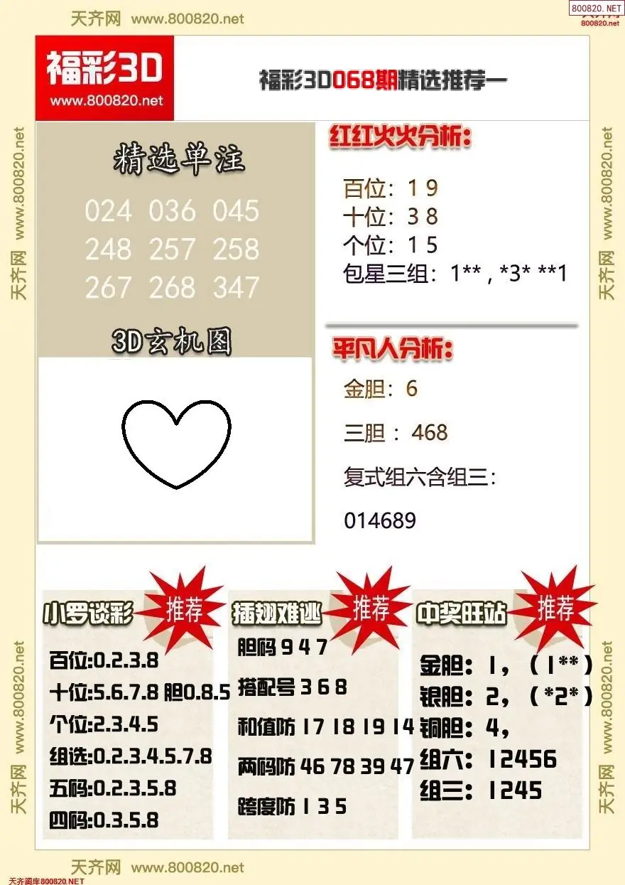 福彩3d精选推荐一