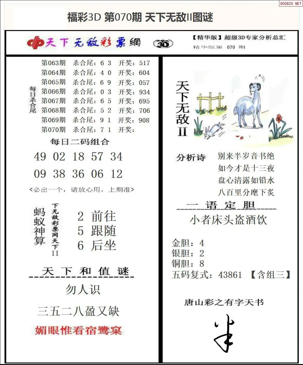 3D天下荐彩2