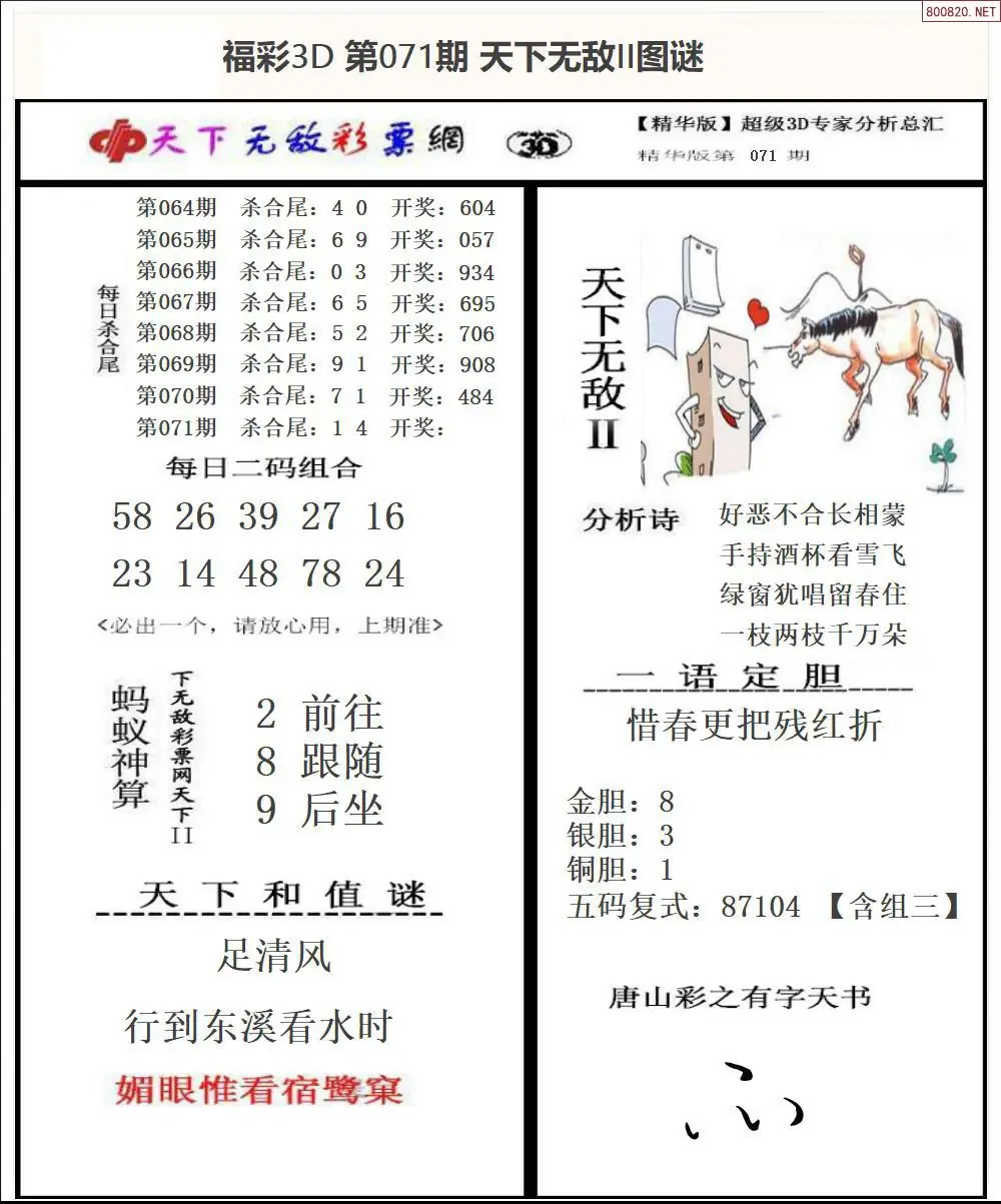 3D天下荐彩2