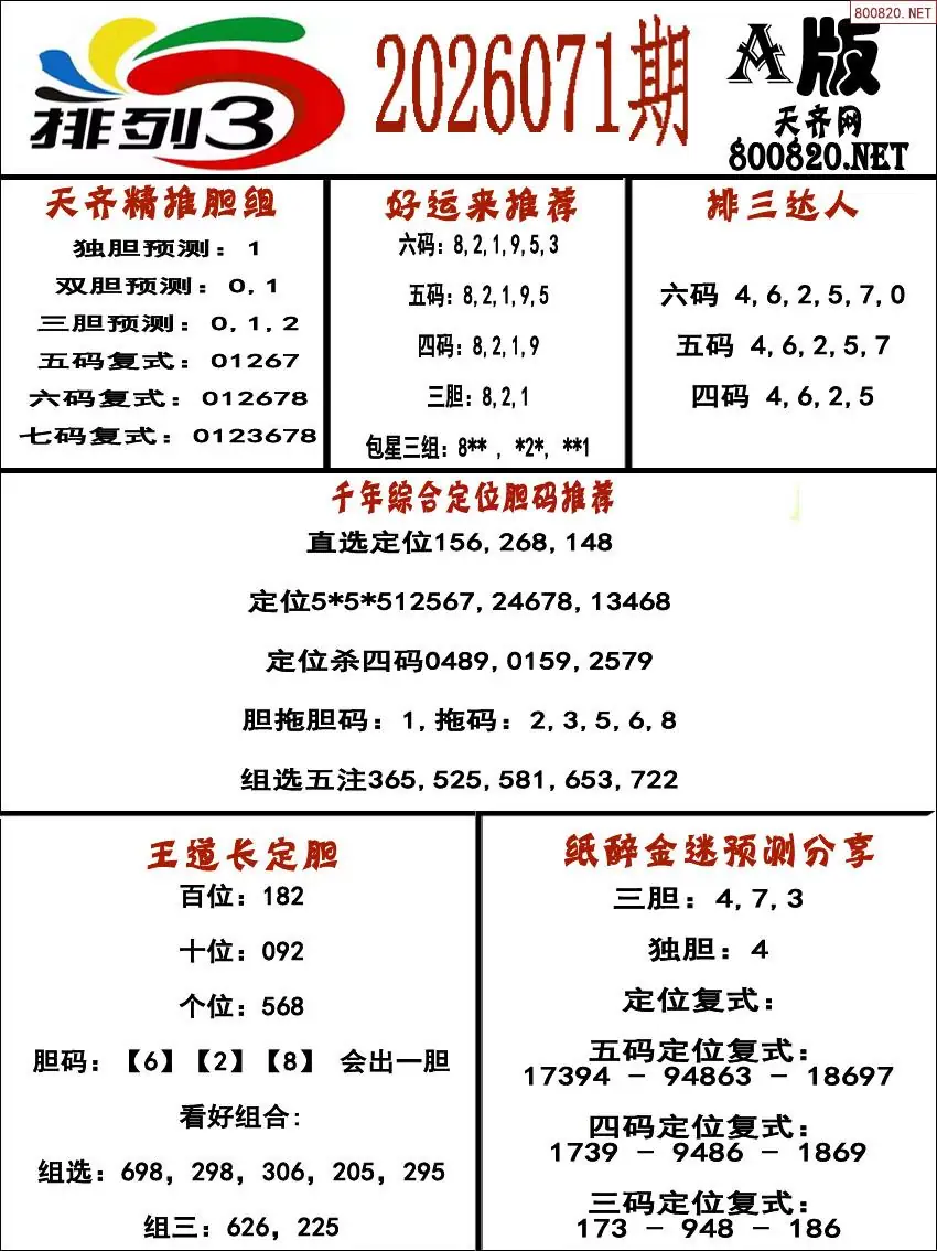 排三专家推荐A版