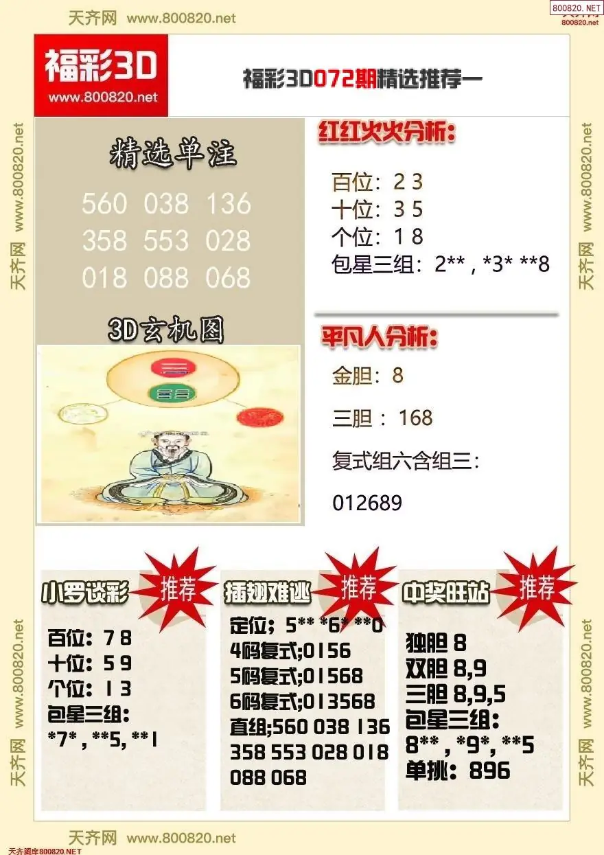 福彩3d精选推荐一