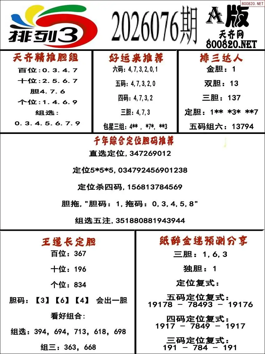 排三专家推荐A版