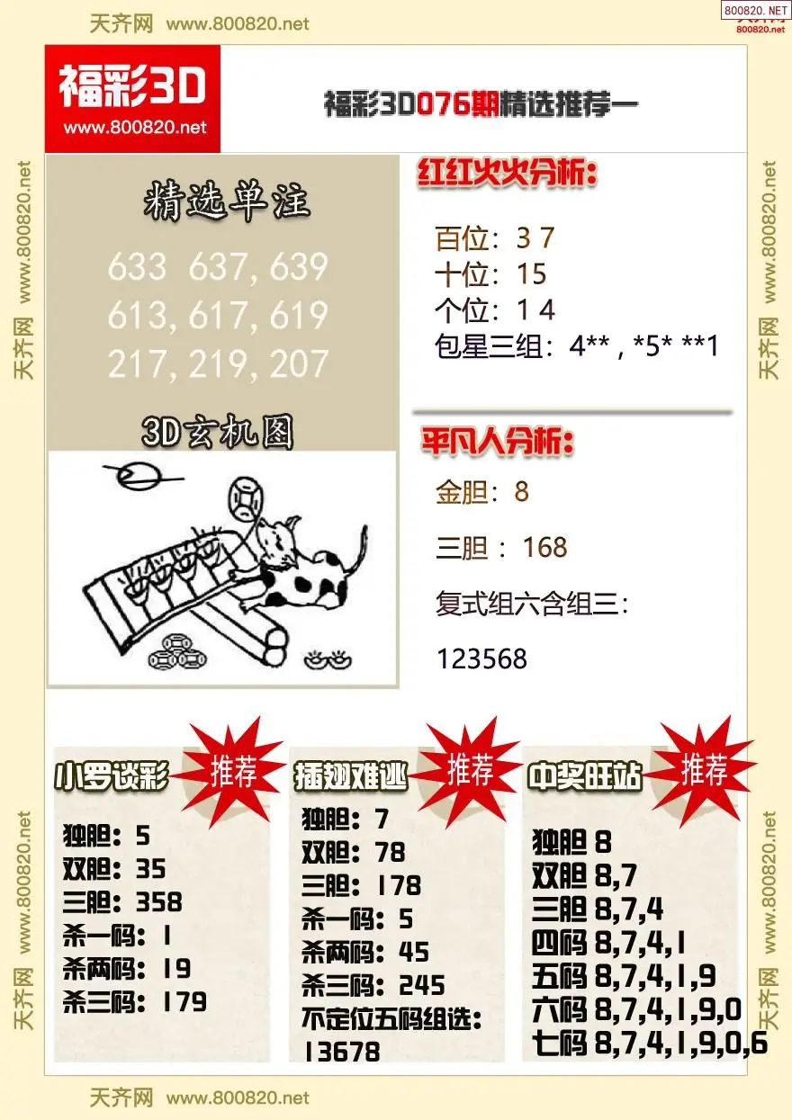 福彩3d精选推荐一