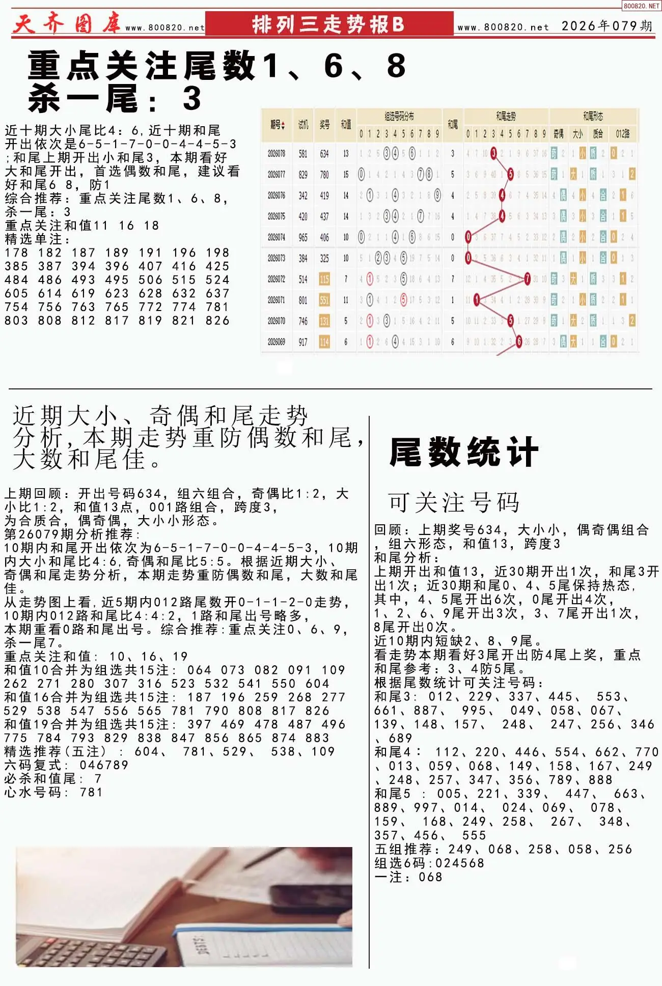 体彩排列三走势报B