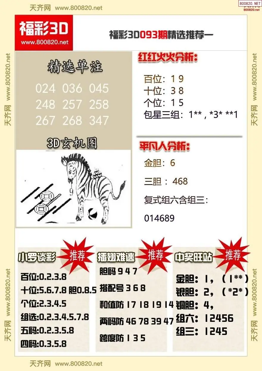 福彩3d精选推荐一
