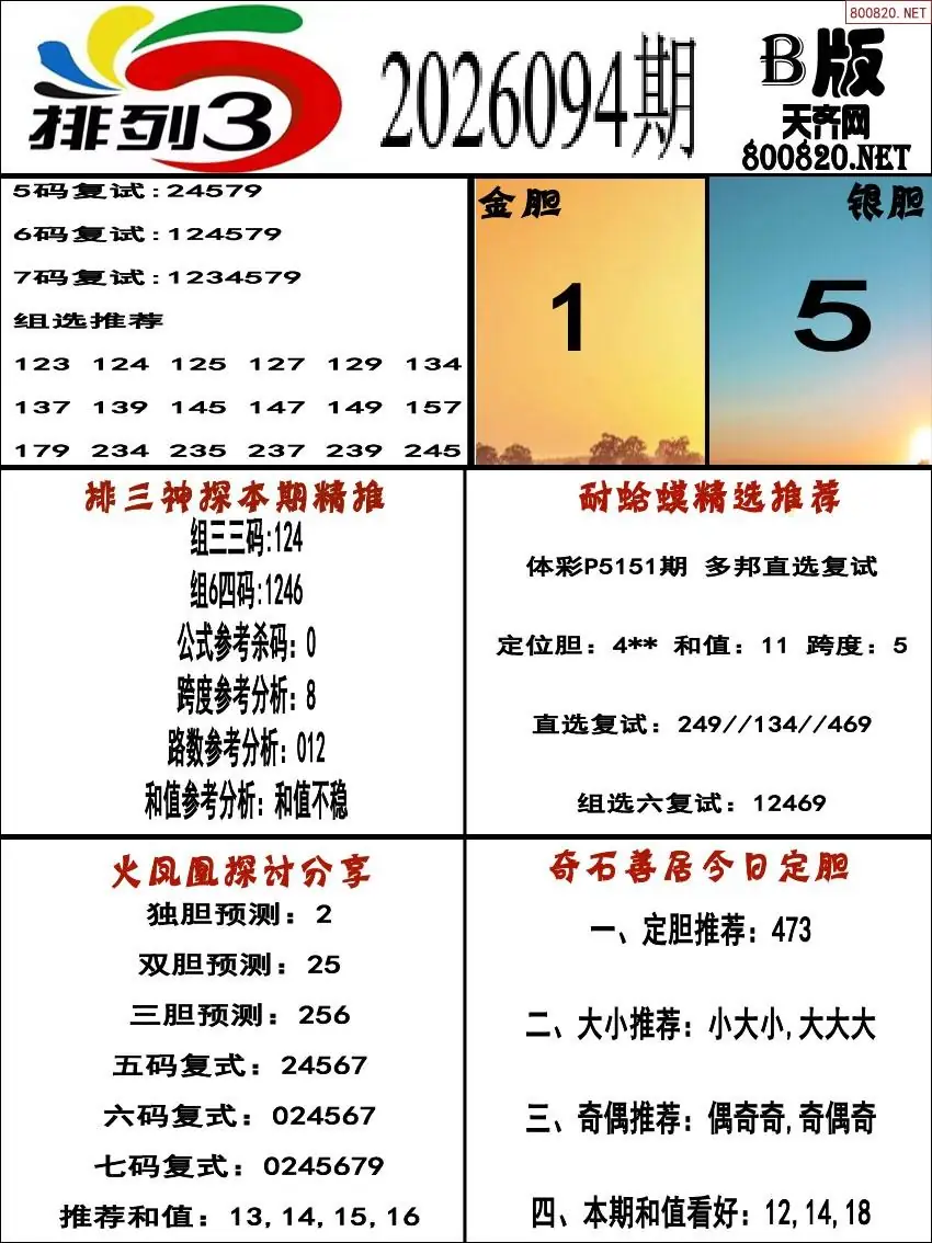 排三专家推荐B版