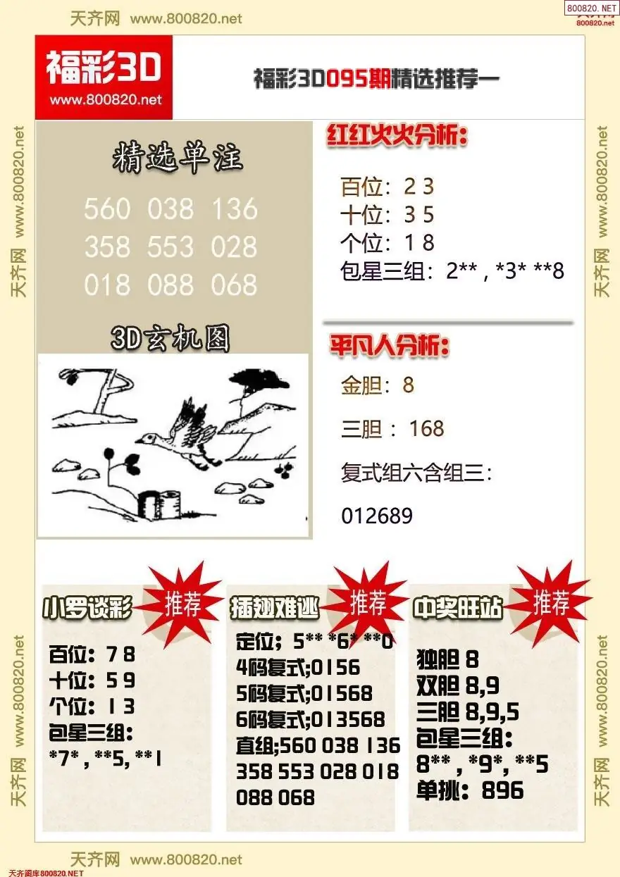 福彩3d精选推荐一