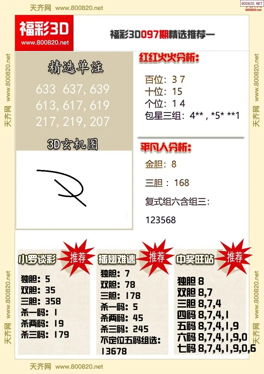 福彩3d精选推荐一