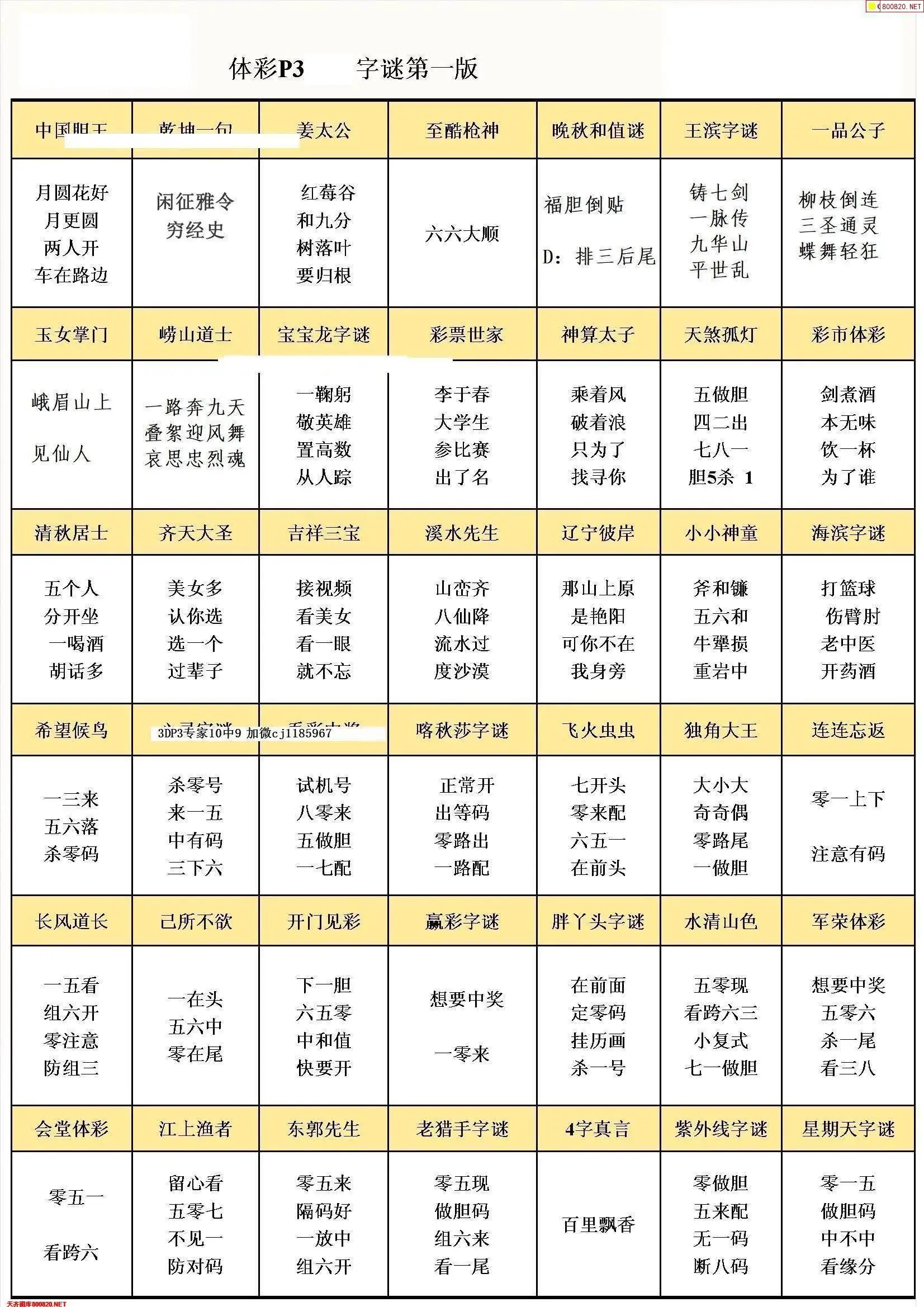 P3字谜彩报