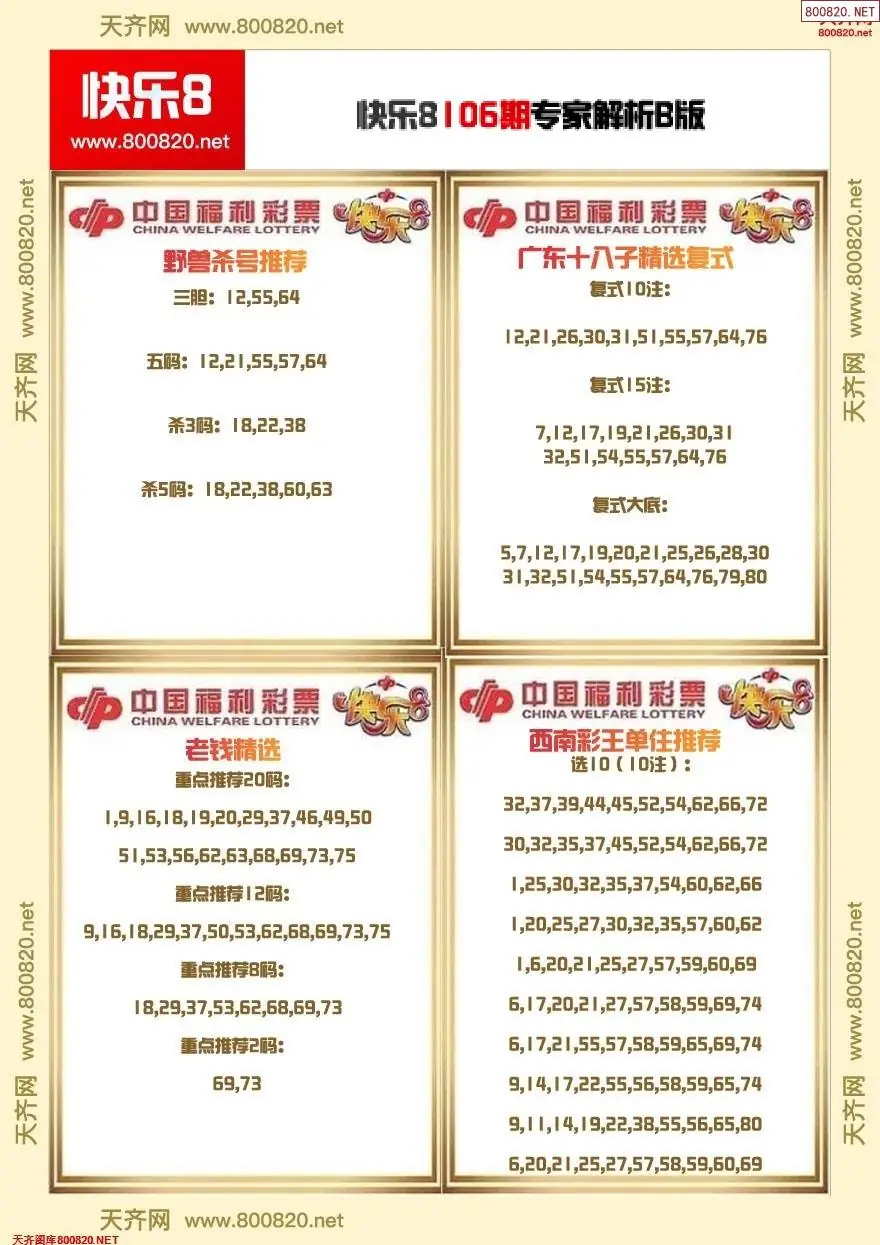 快乐8专家解析B版