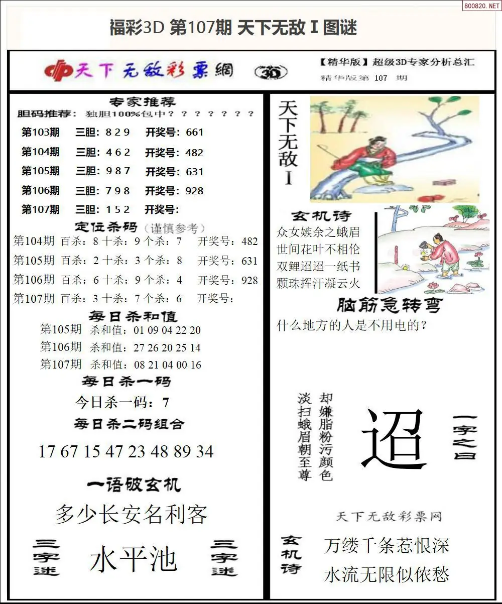 3D天下荐彩1
