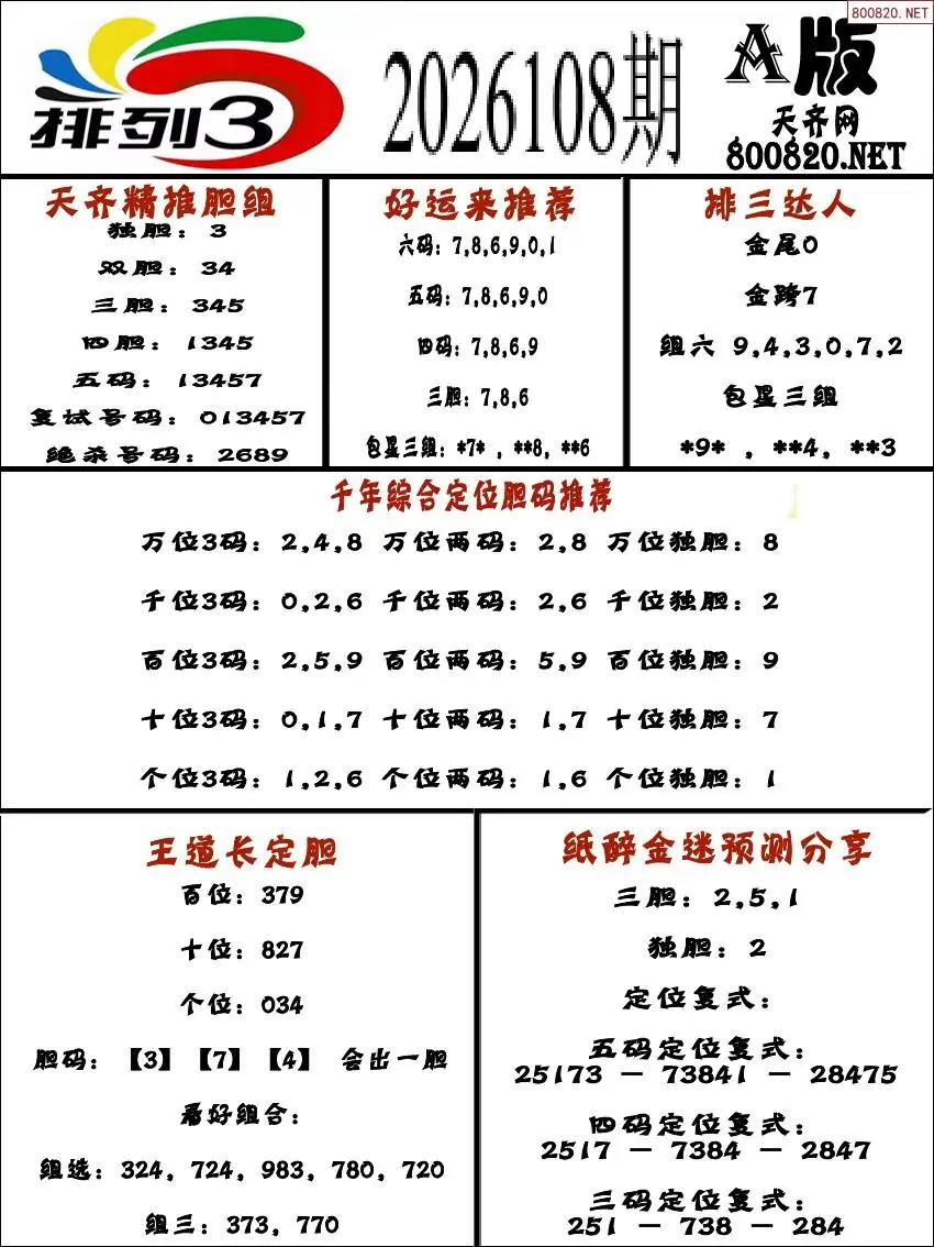 排三专家推荐A版