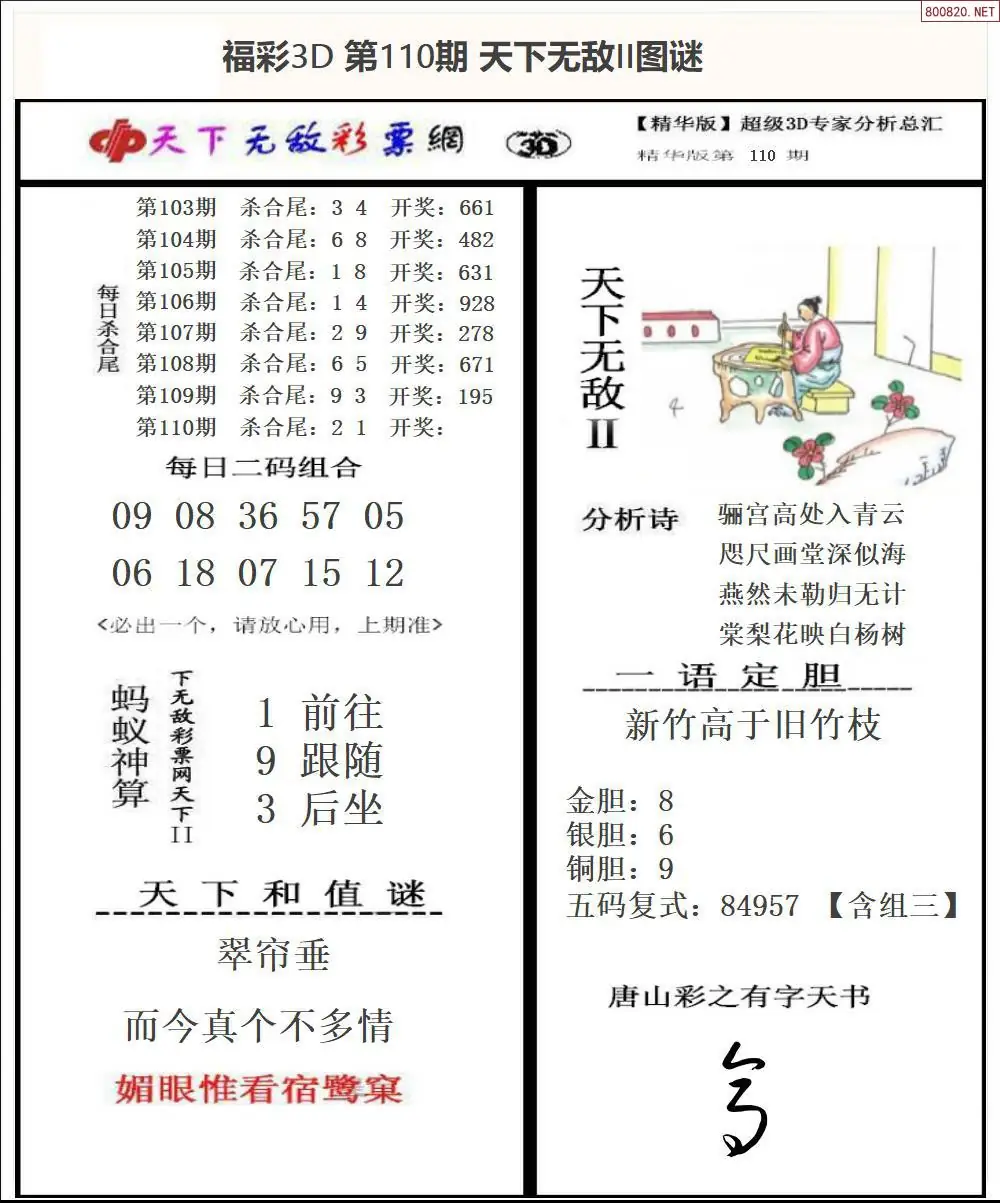 3D天下荐彩2