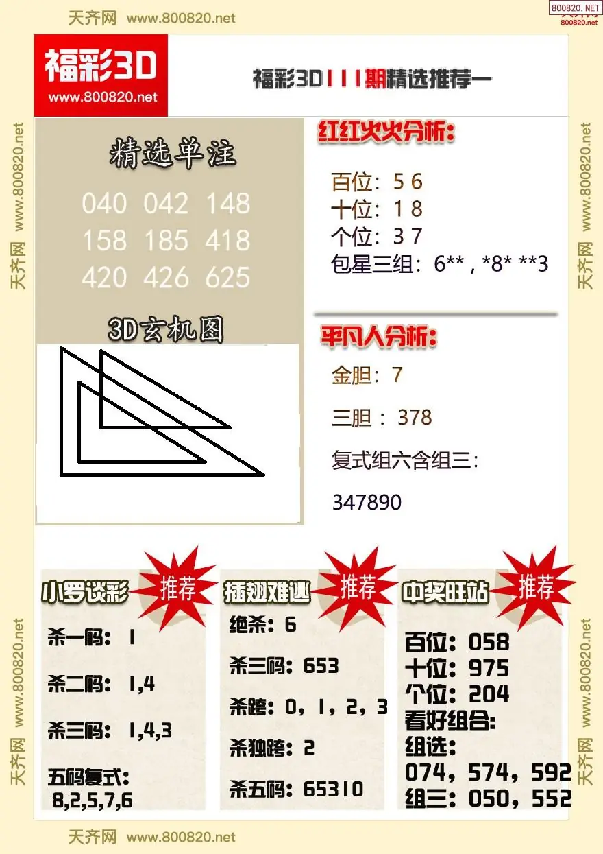 福彩3d精选推荐一