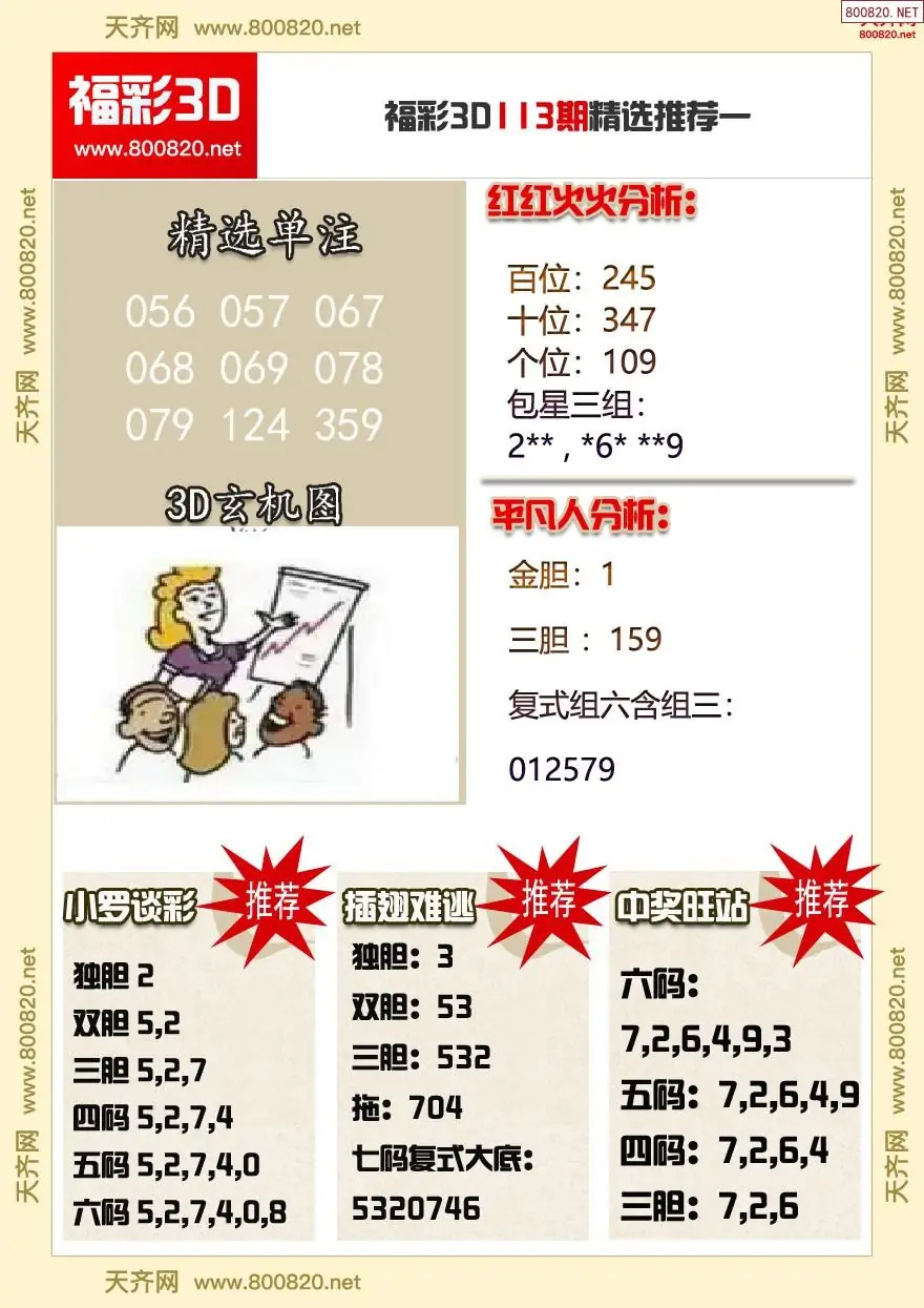 福彩3d精选推荐一