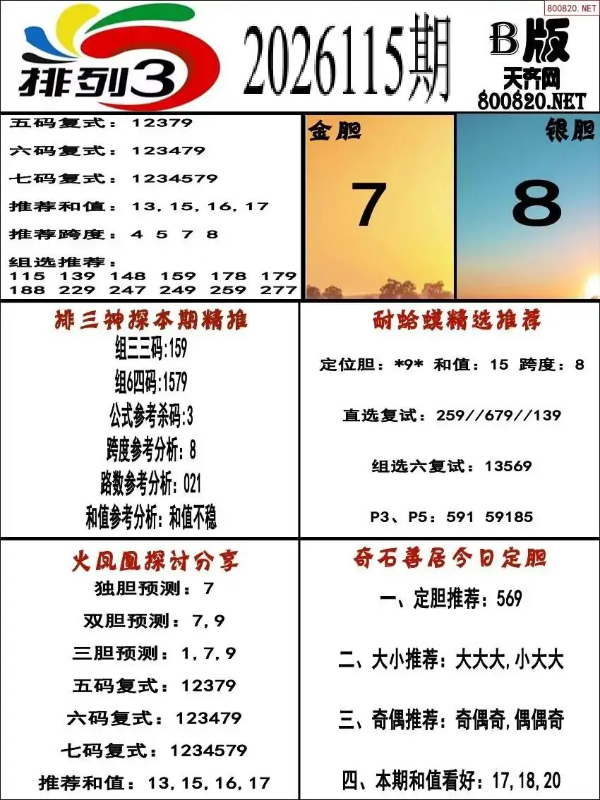 排三专家推荐B版