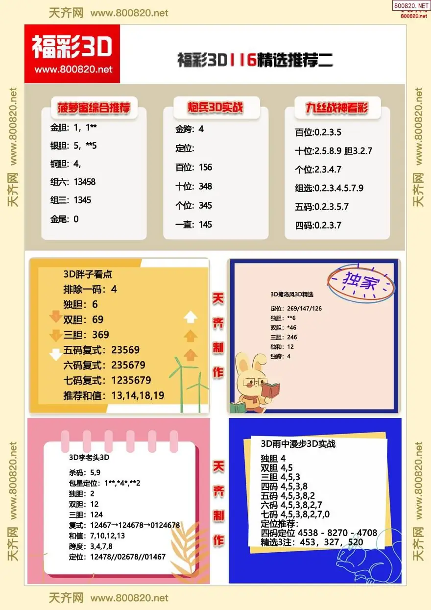 福彩3d精选推荐二