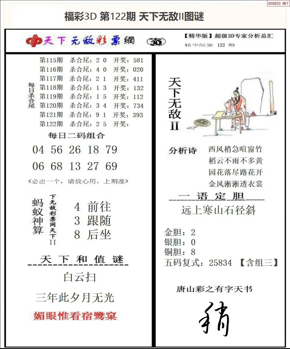 3D天下荐彩2