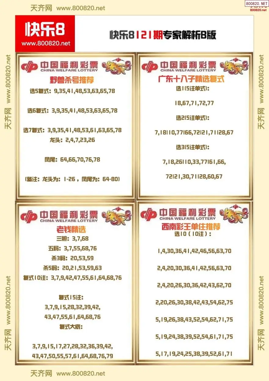 快乐8专家解析B版