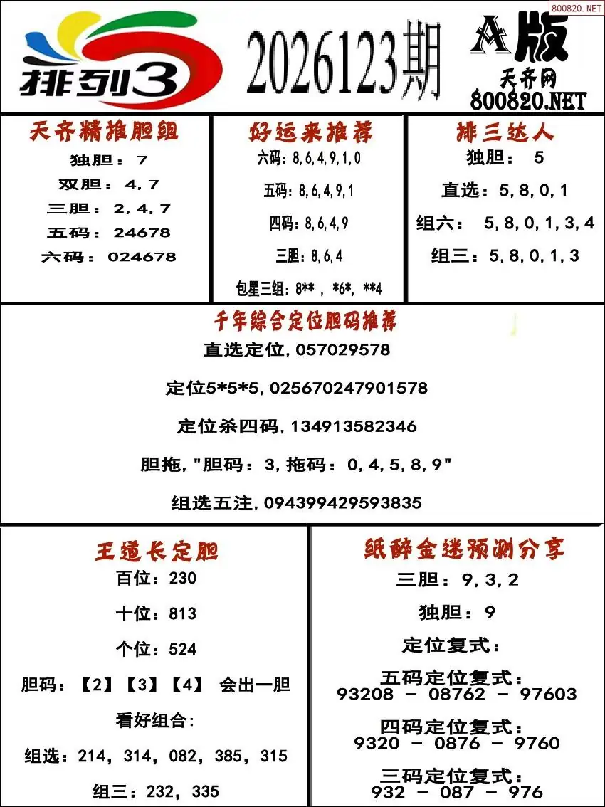 排三专家推荐A版