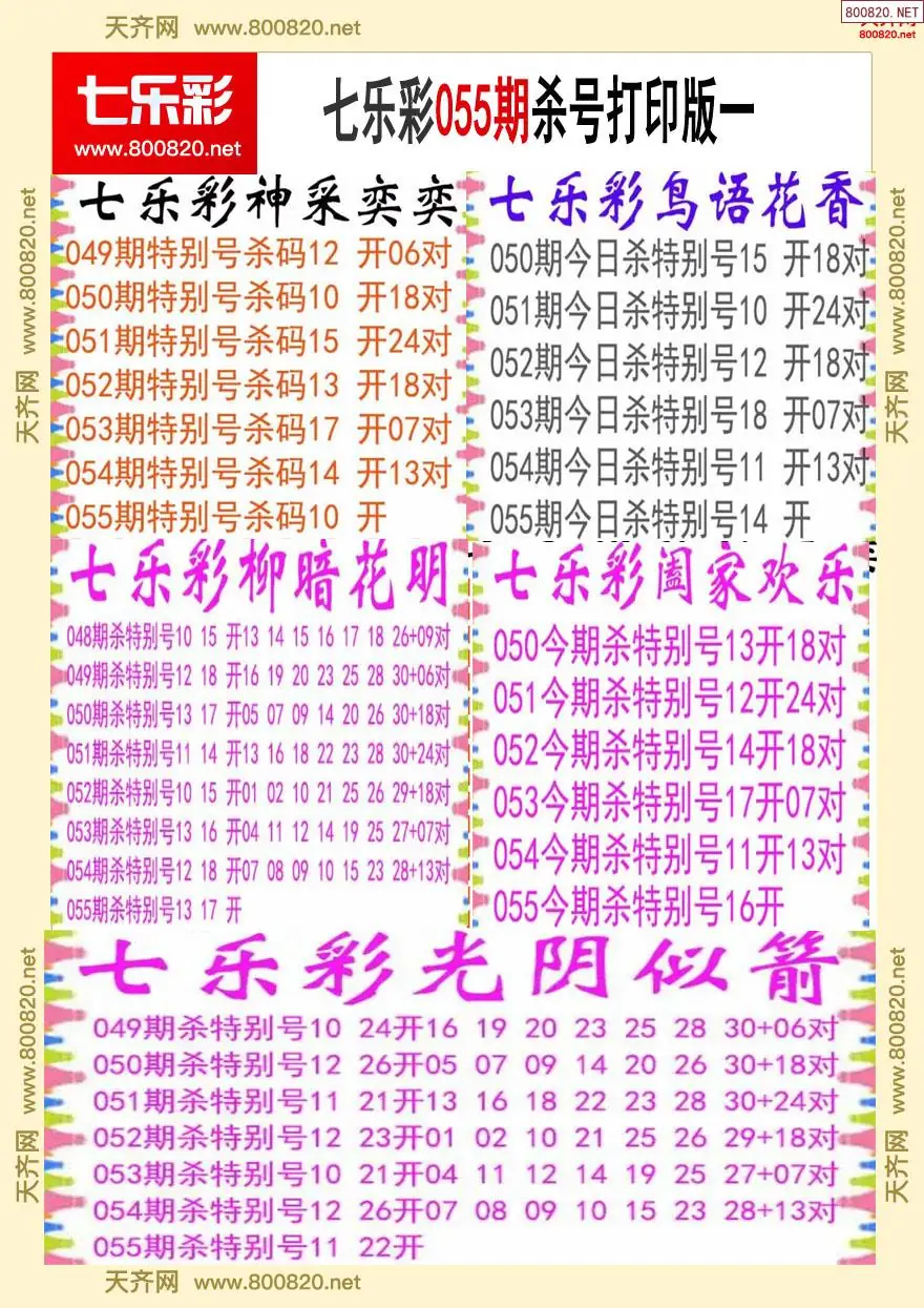 七乐彩杀号打印版一
