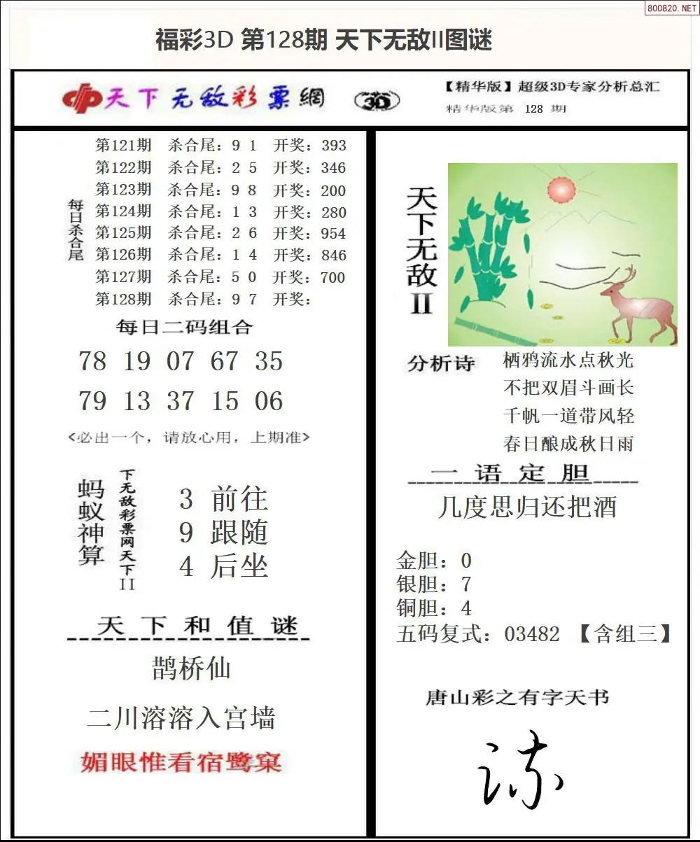 3D天下荐彩2