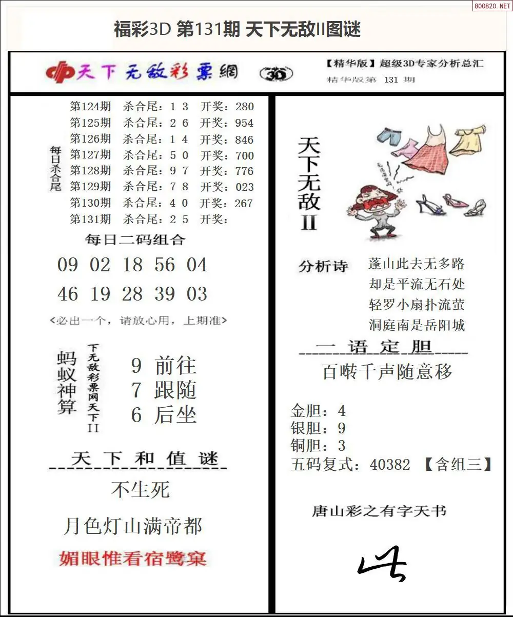 3D天下荐彩2