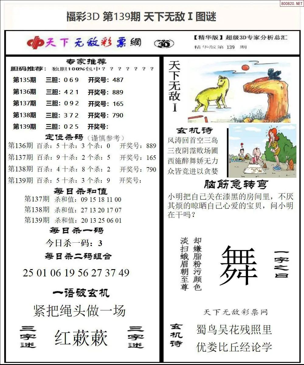 3D天下荐彩1