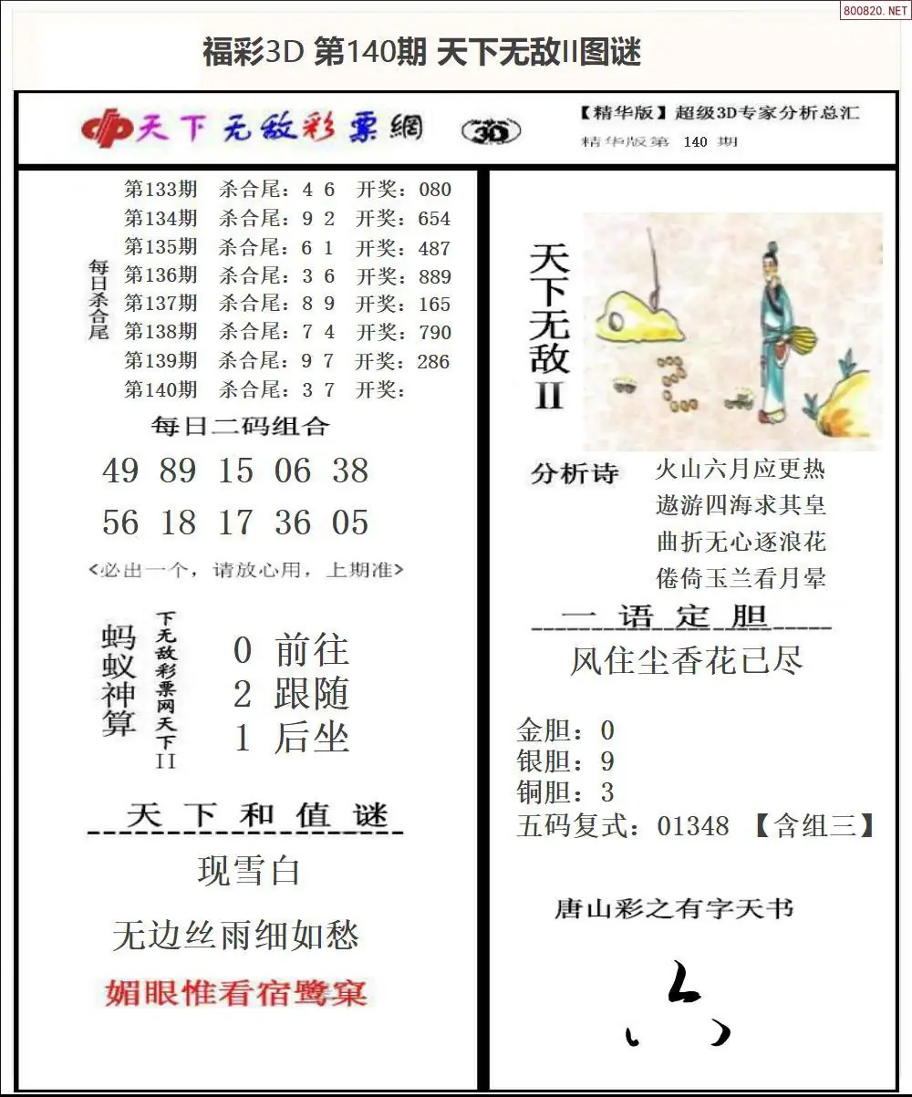 3D天下荐彩2