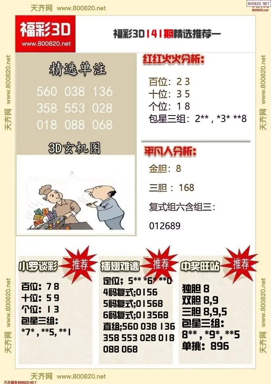 福彩3d精选推荐一