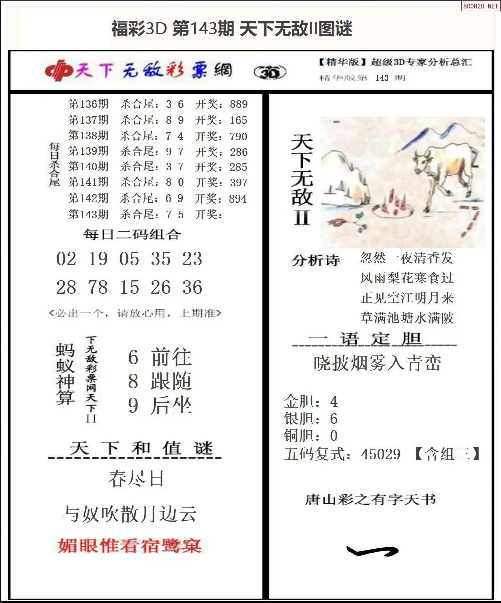 3D天下荐彩2