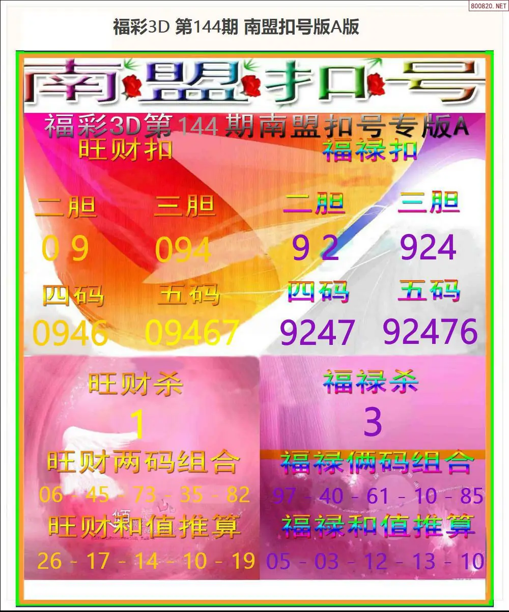 南盟扣号A版