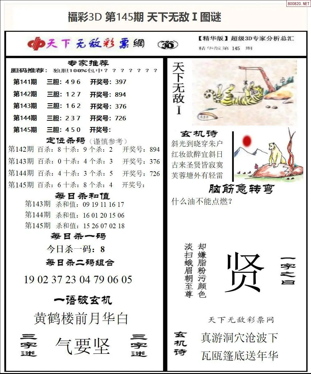 3D天下荐彩1
