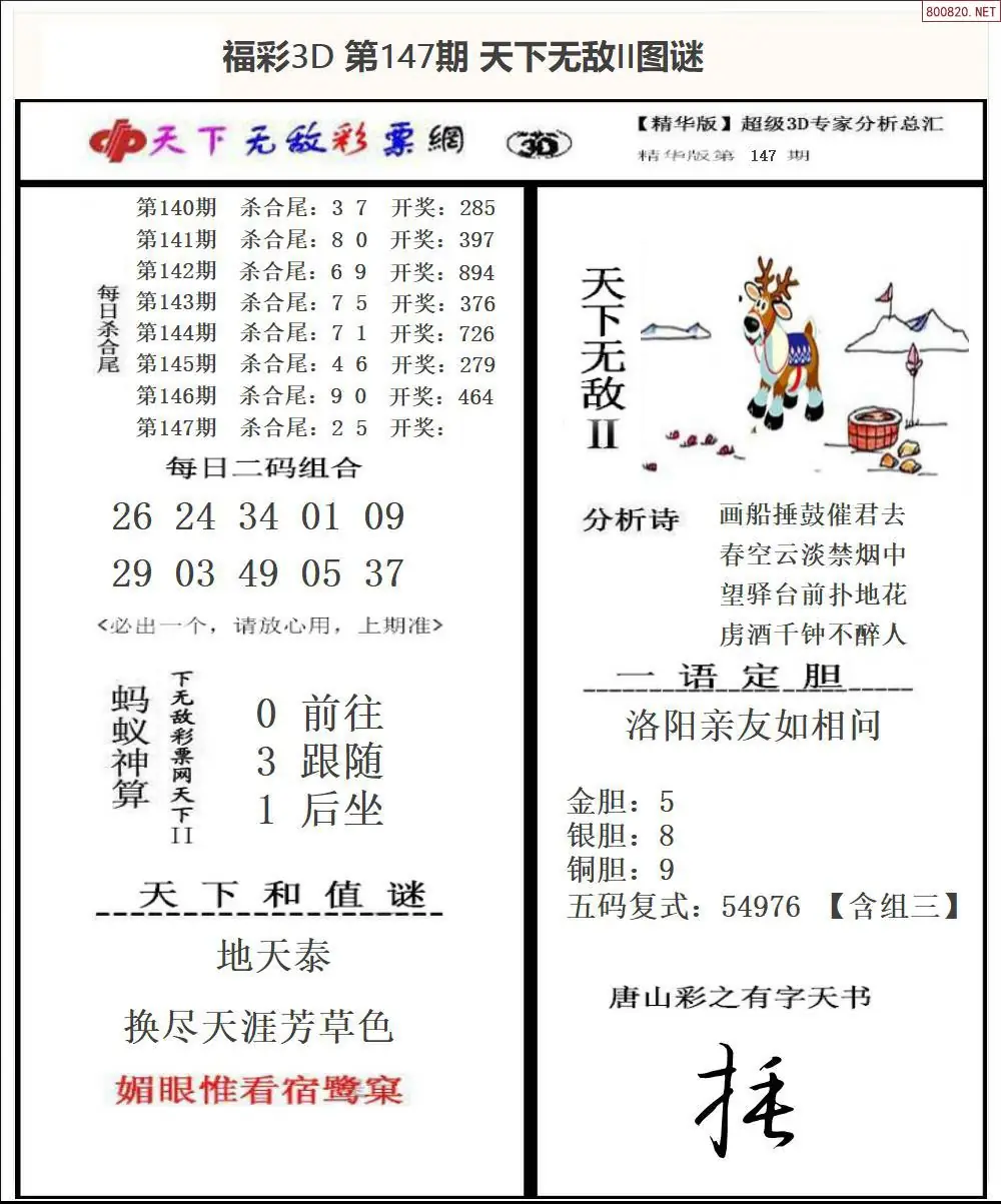 3D天下荐彩2
