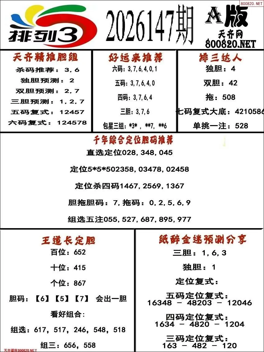 排三专家推荐A版
