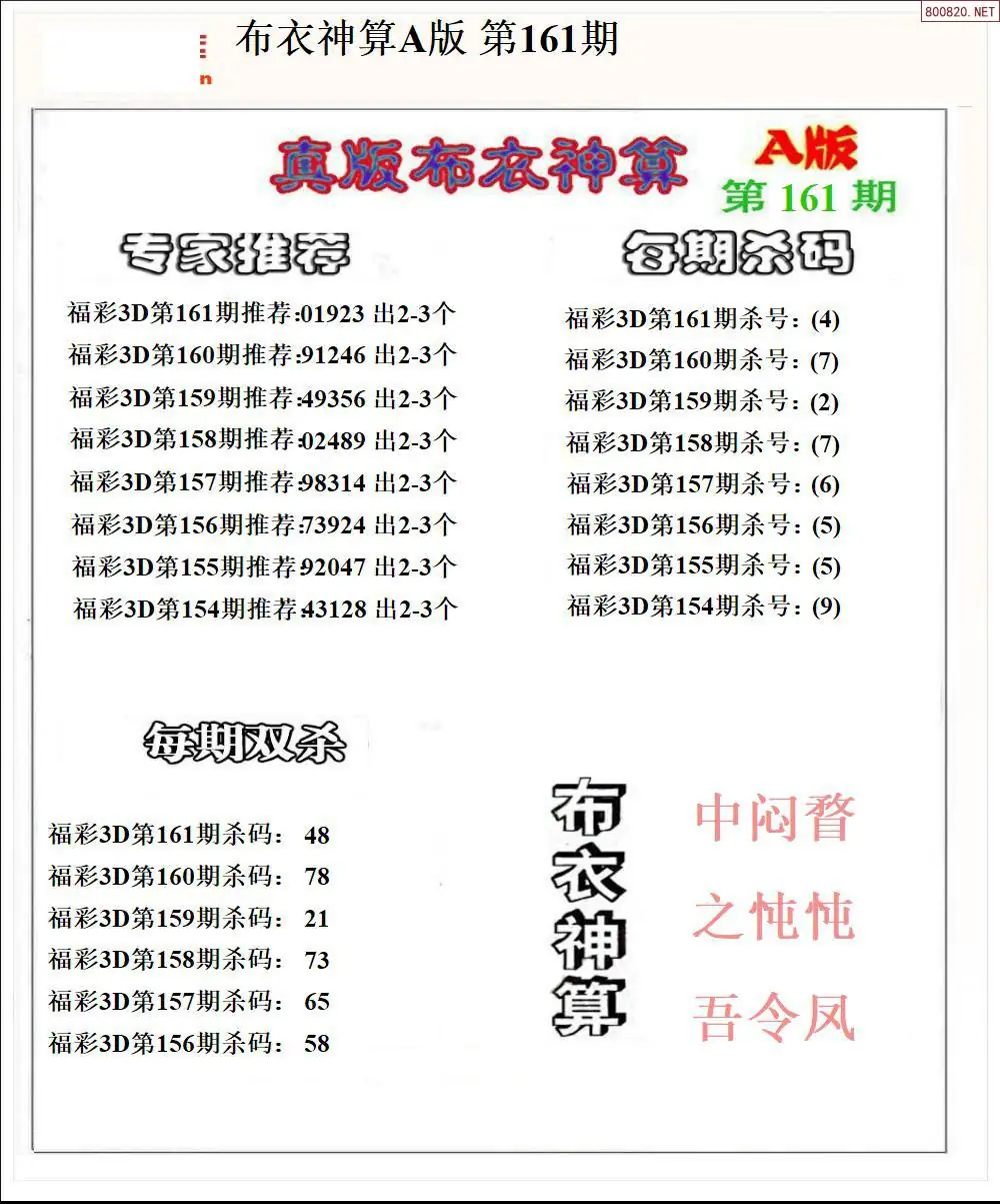 A55布衣神算A