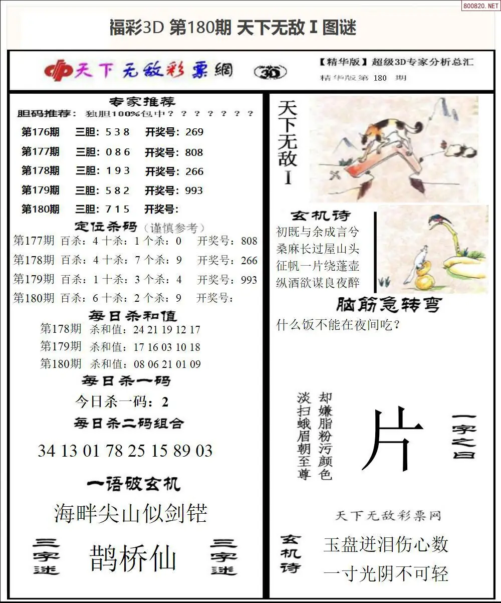 3D天下荐彩1